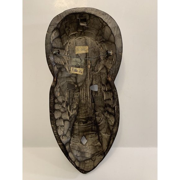 Carved Wooden Face Mask Metal Inlay Open Mouth Tribal Ethnic Cultural Decor READ - Picture 2 of 15